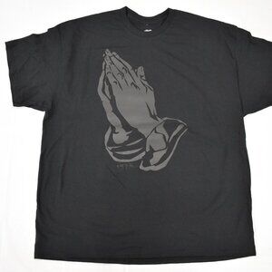 Ring Of Fire Mens Prayer Hands HD Graphic Black Shirt New XL